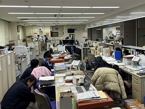 執務室における職員の避難行動